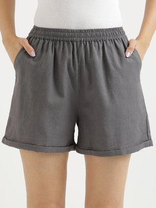 Slate Grey Airy-Linen Shorts