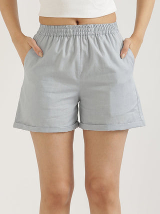 Sky Blue Airy-Linen Shorts