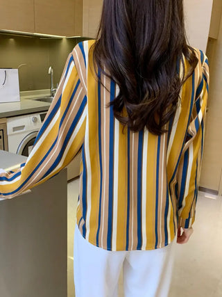 Striped Button Front Shirt, Casual Long Sleeve