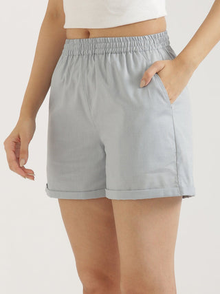 Sky Blue Airy-Linen Shorts