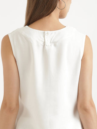 White V-Neck Sleeveless Top