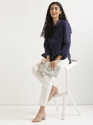 Navy Blue Airy-Linen Shirt