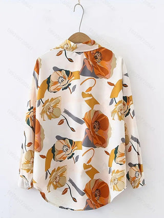 Floral Print Shirt, Casual Button Front Long Sleeve