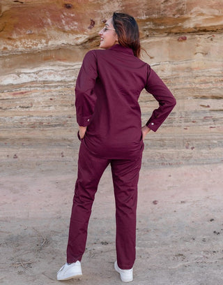 Mulbery Wine Co-ord Set Pants & Shirt