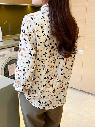 Floral Print Button Front Shirt, Elegant Long Sleeve