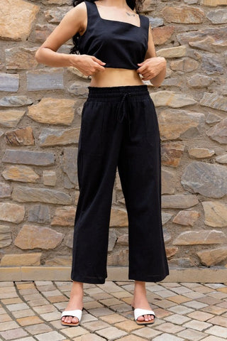 Black Crop Top & Pants Set